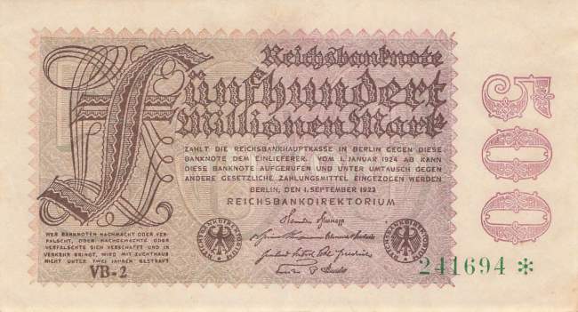 500 Millionen Mark 1923 ro.19f VB